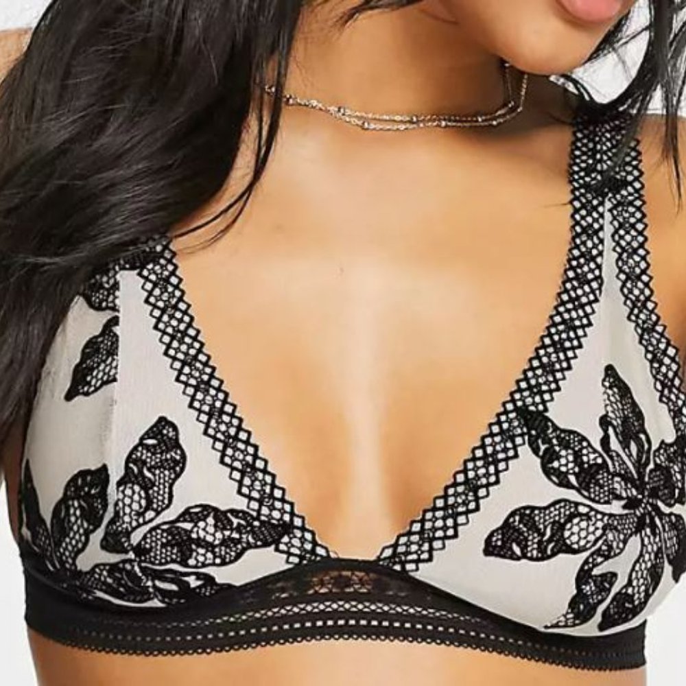 Free People Alia Bralette Black Combo Size Large